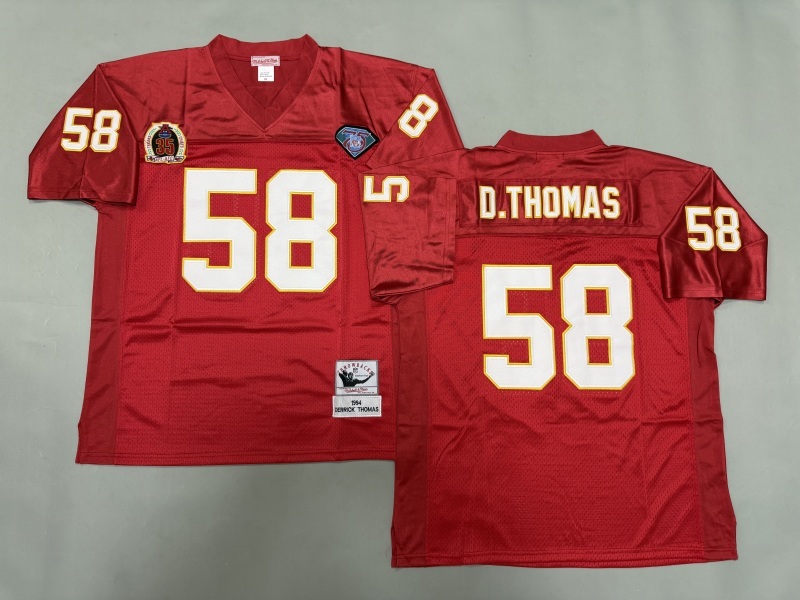 Men 2025 Kansas City Chiefs #58 D.Thomas red Throwback Limited NFL Jersey style 001